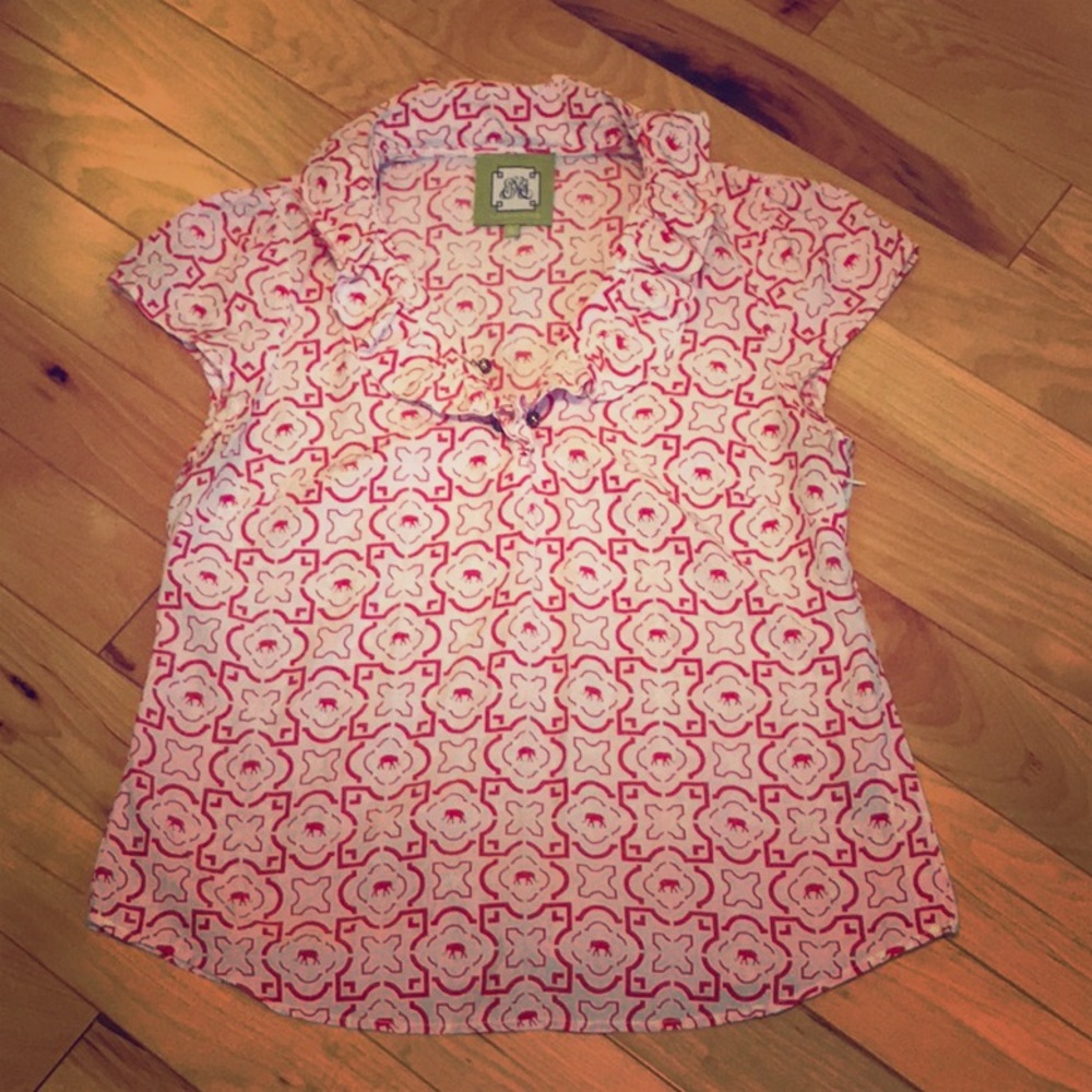 Red and white elephant blouse